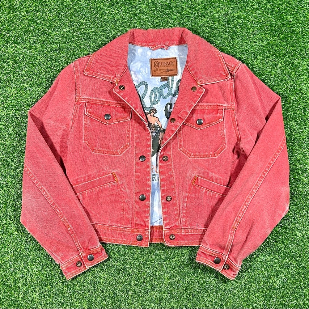 Vintage 90’s 00’s Outback trading co. Salmon brick red western trucker jacket